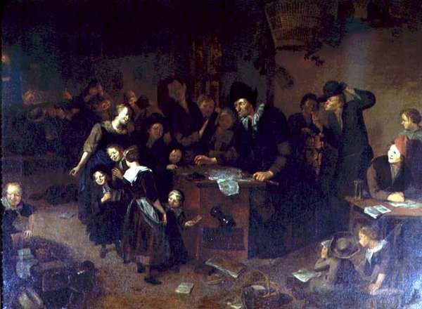 Det indre af en skole af Richard Brakenburg