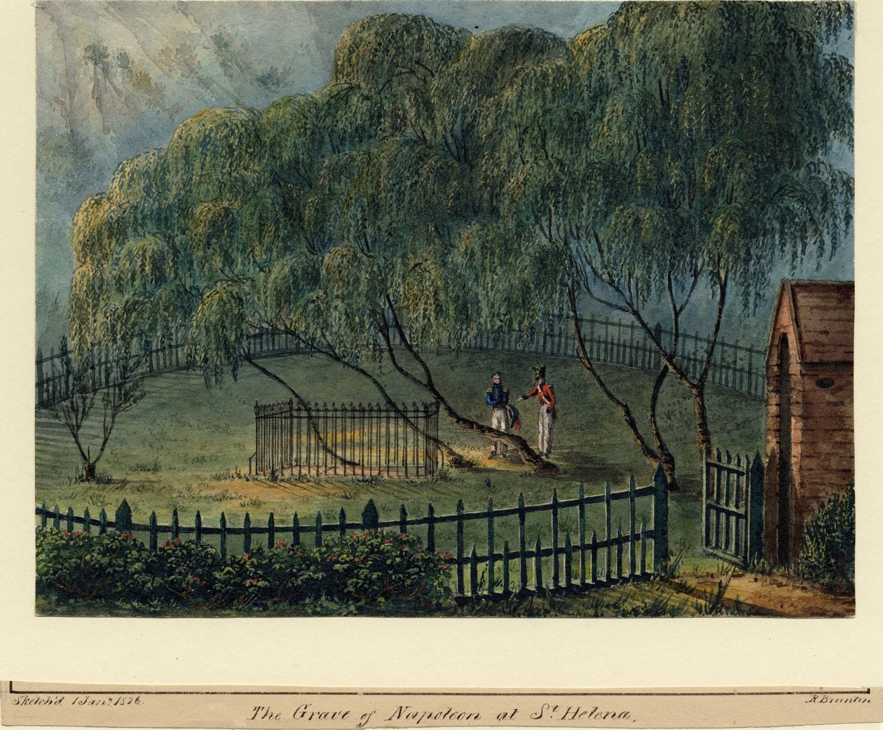Napoleons gravsted på St. Helena, ca. 1826 af Richard Brunton Lieutenant Colonel