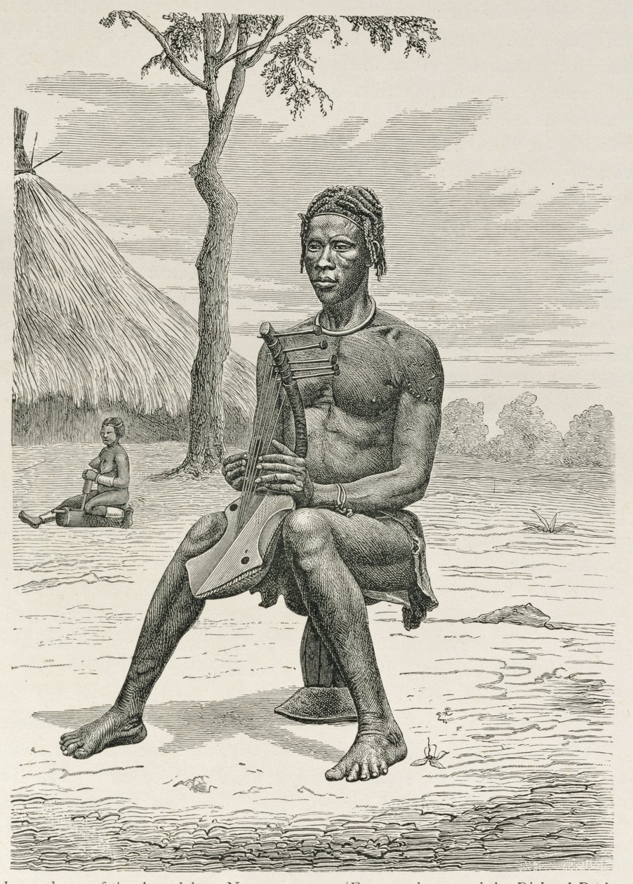 A Harp Player of the Azandeh eller Nyam-Nyams, fra 