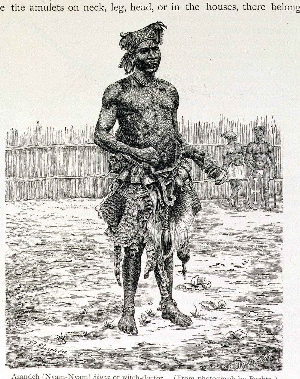Azandeh (Nyam-Nyam) Binsa eller Witch Doctor, indgraveret af Jahrmargt, fra 