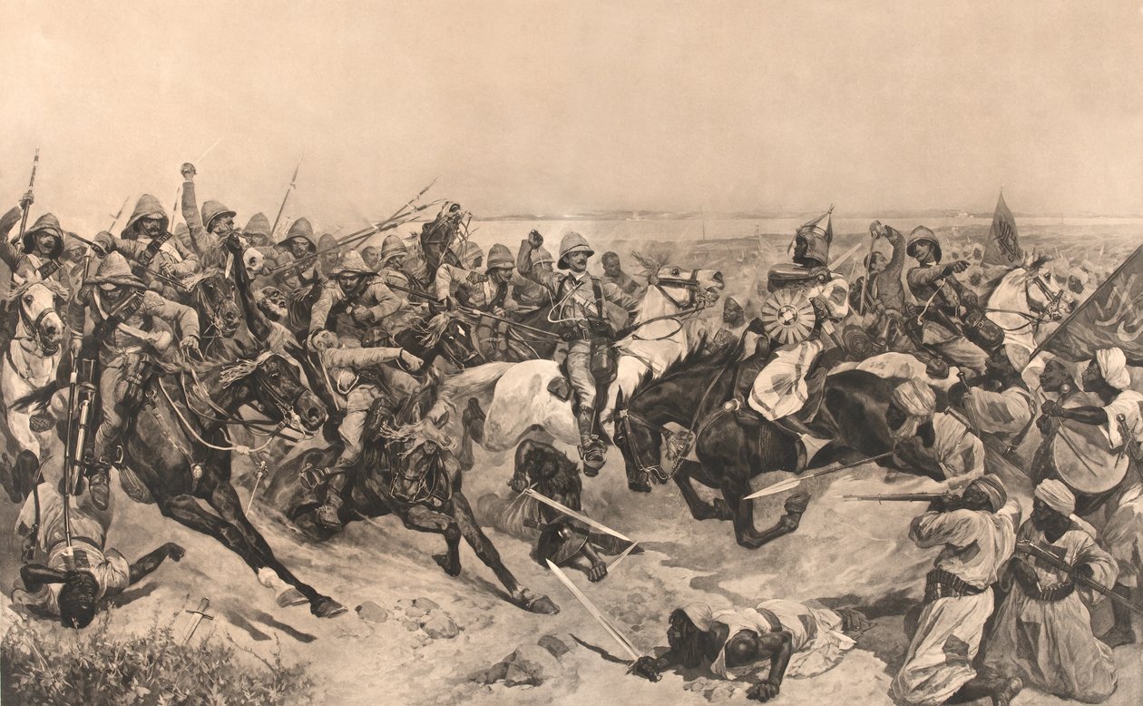 Angrebet af den 21. Lancer i slaget ved Omdurman af Richard Caton (after) Woodville