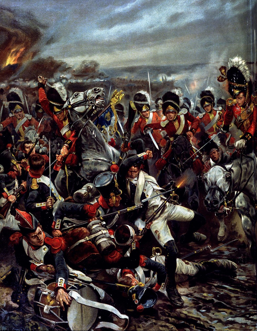 The Charge of the Scots in Waterloo - maleri af Caton Woodville af Richard Caton (after) Woodville