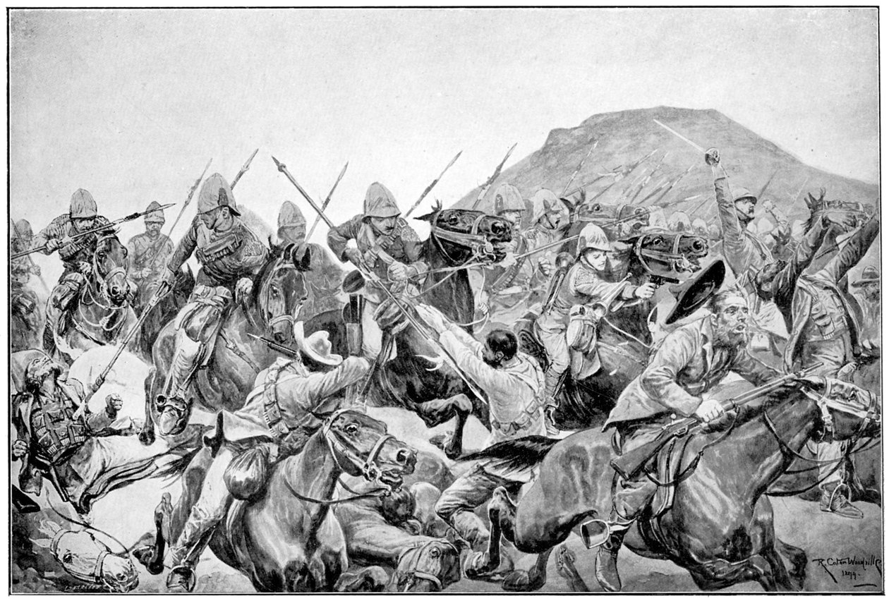 Anklagen for 5. Lancer ved Elandslaagte, 2. Boer War, 21. november 1899. af Richard Caton II Woodville