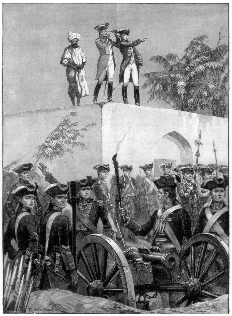 Clive på taget af Nawab Siraj Ud Daulahs jagthytte, Indien, 1757, 1893. af Richard Caton II Woodville