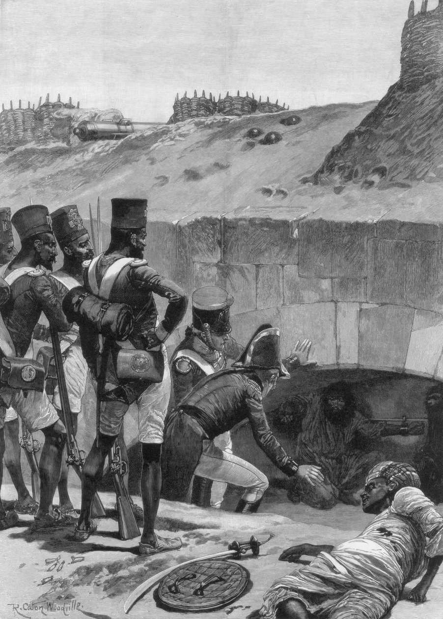 At finde de britiske fanger under kasematterne i fæstningsværket, 1894. af Richard Caton II Woodville