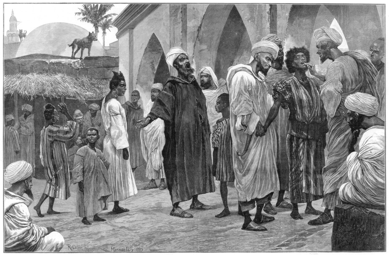 Slavemarkedet i Marokko, 1888 af Richard Caton II Woodville