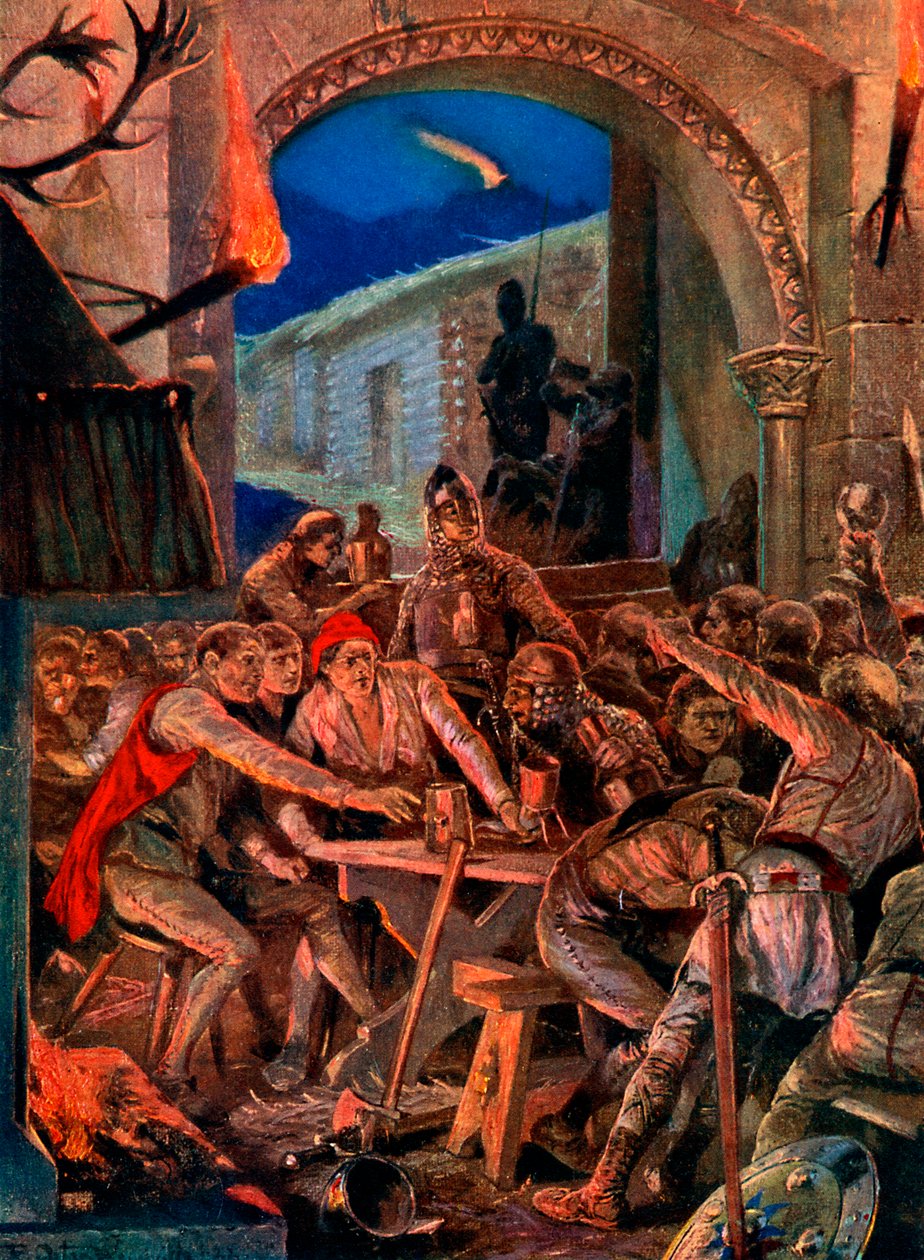 Robert De Comines mænds sidste fest i Durham, 1069, c1920. af Richard Caton II Woodville