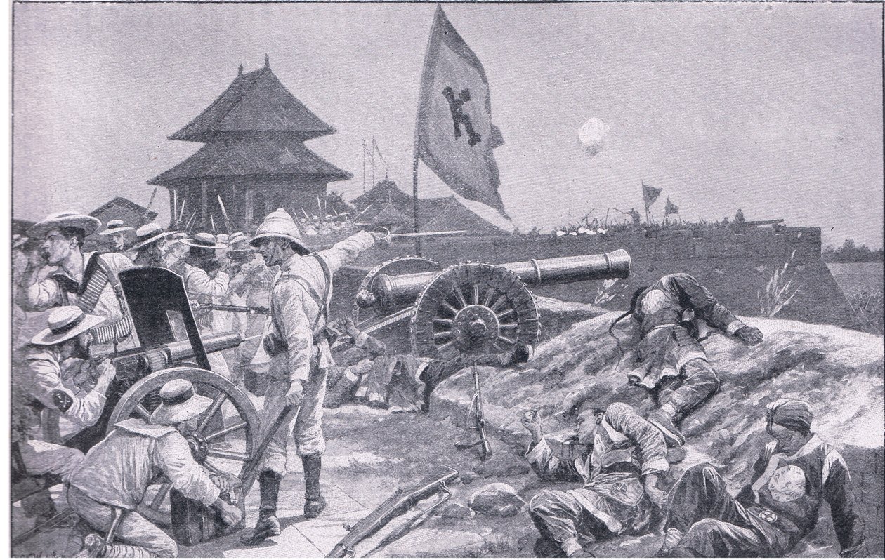 Tientsin: kamp på voldene (litho) af Richard Caton II Woodville