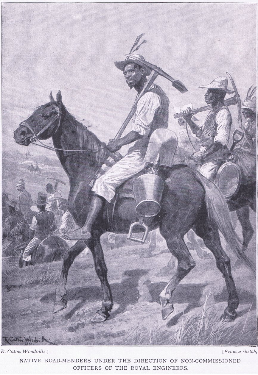 Native road menders, fra After Pretoria: The Guerilla War udgivet af Harmsworth Bros Limited, 1901 af Richard Caton Woodville