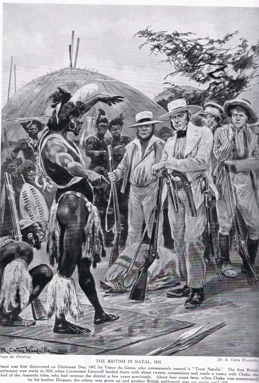 Briterne i Natal i 1824, illustration fra "Hutchinson