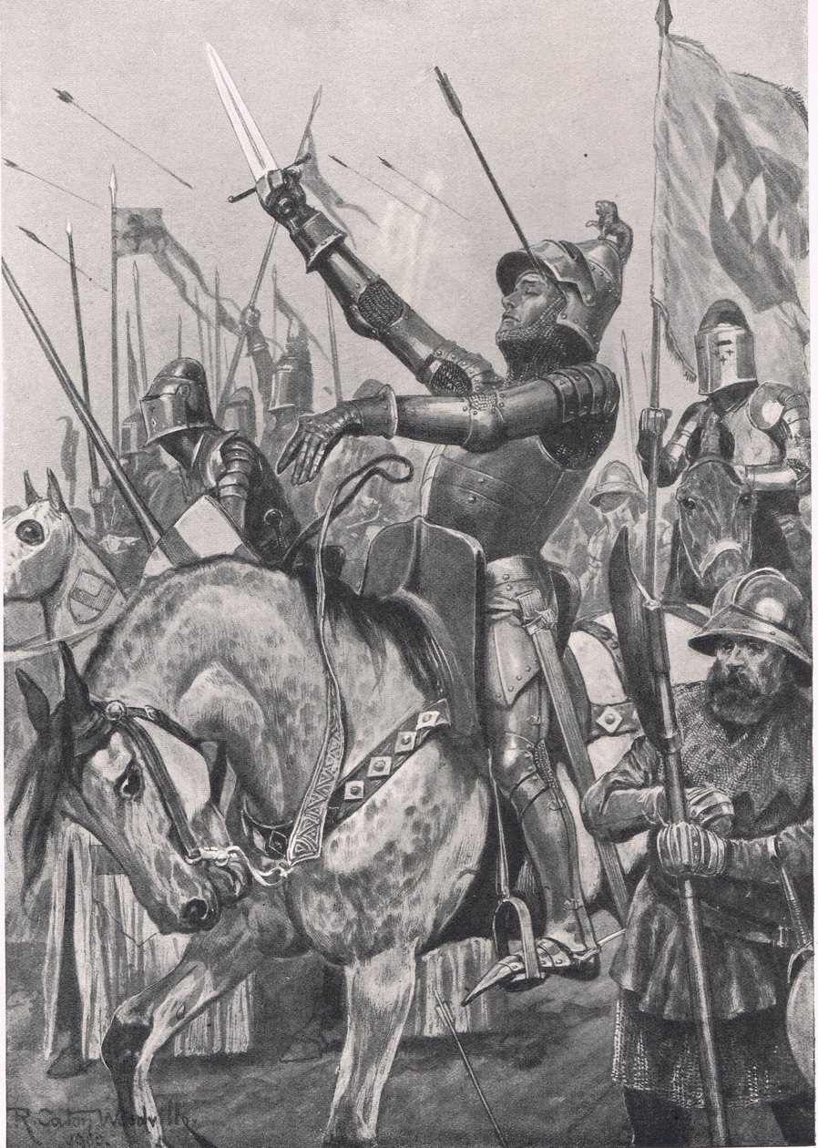 Henry Hotspurs død, 21. juli 1403, illustration fra "British Battles on Land and Sea", udgivet af Cassell, London, ca. 1910 af Richard Caton Woodville