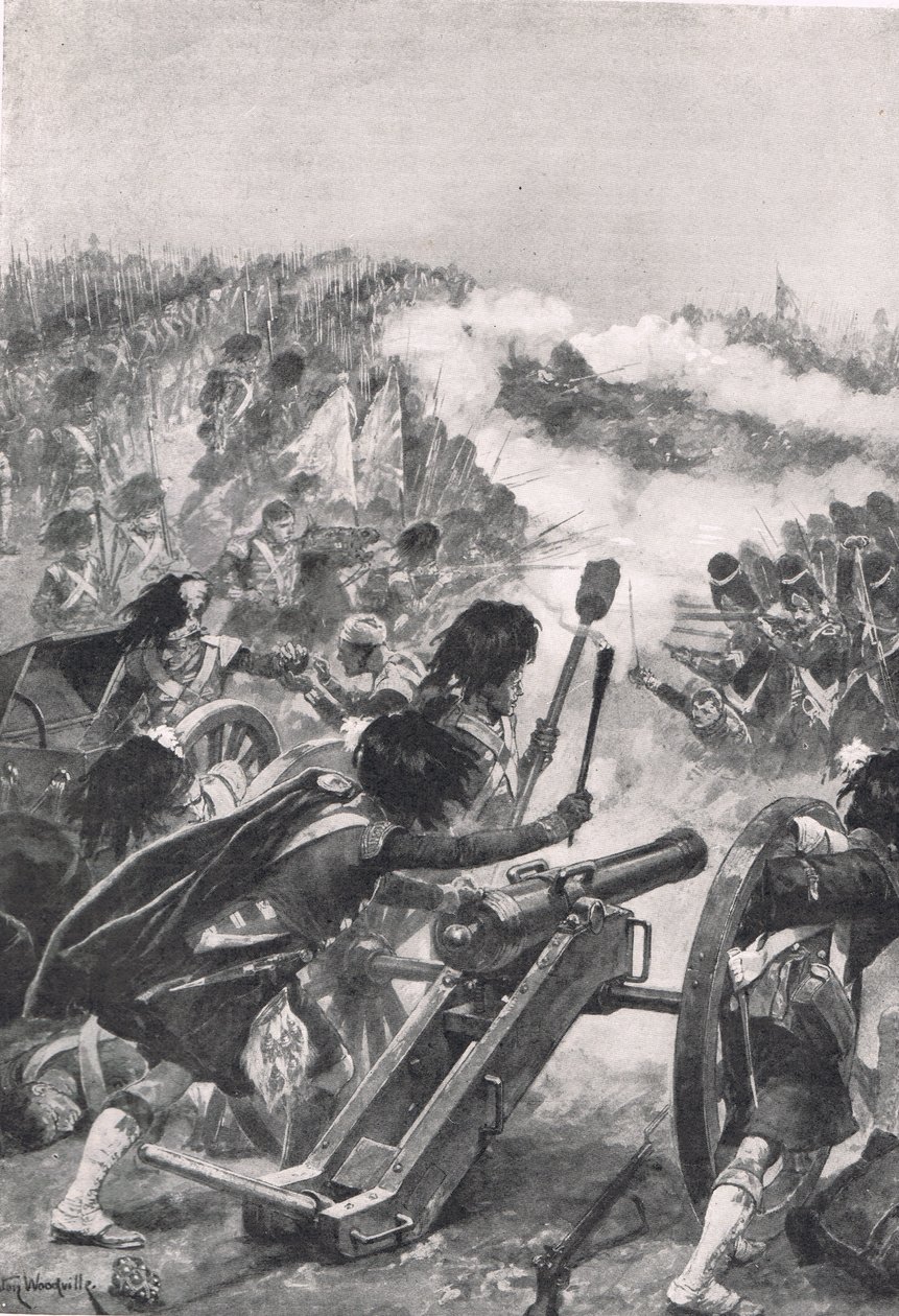 Highlanders vender de erobrede franske kanoner mod Brenniers bataljoner, illustration fra 
