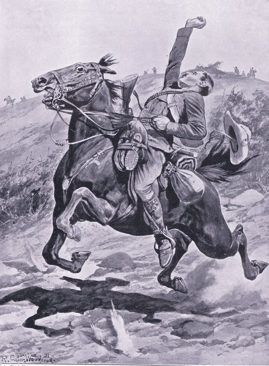 Yeomans sidste tur, illustration fra After Pretoria: The Guerilla War, 1902 af Richard Caton Woodville