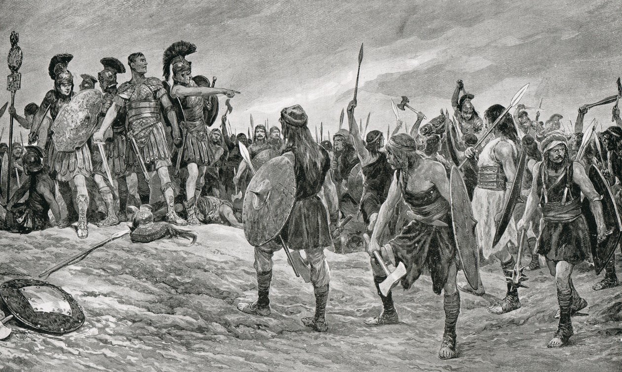 Vespasian reddet af sin søn Titus, illustration fra 