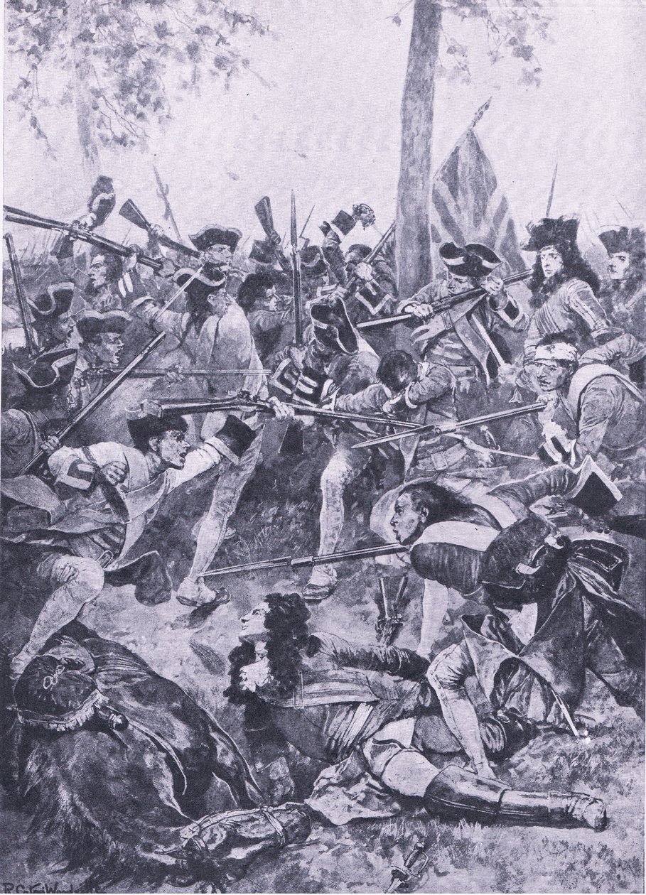 Slaget ved Ramilles, 23. maj 1706: Angrebet af det irske regiment, illustration fra British Battles on Land and Sea, 1915 af Richard Caton Woodville junior