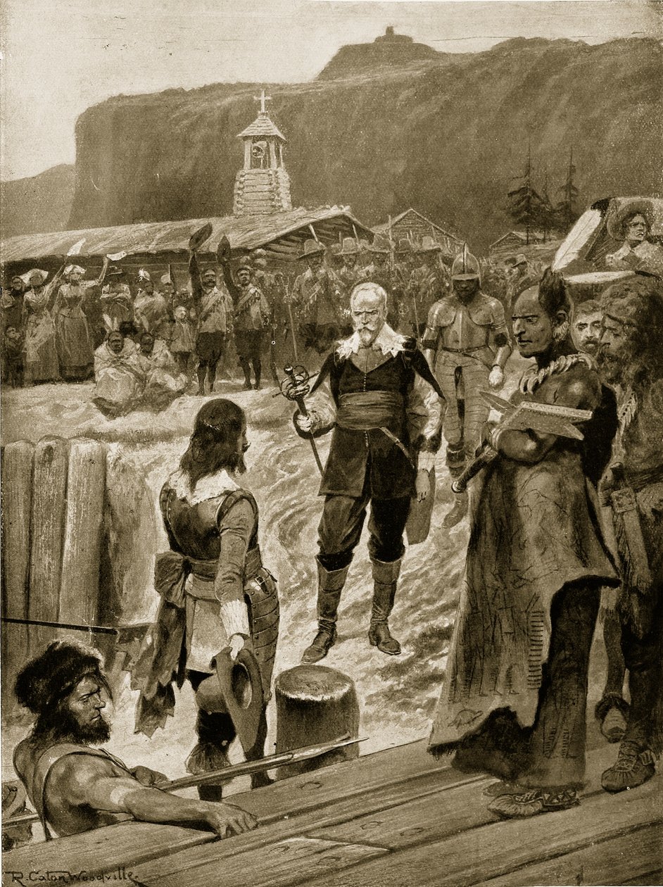 Storbritanniens første fodfæste i Quebec, illustration fra 