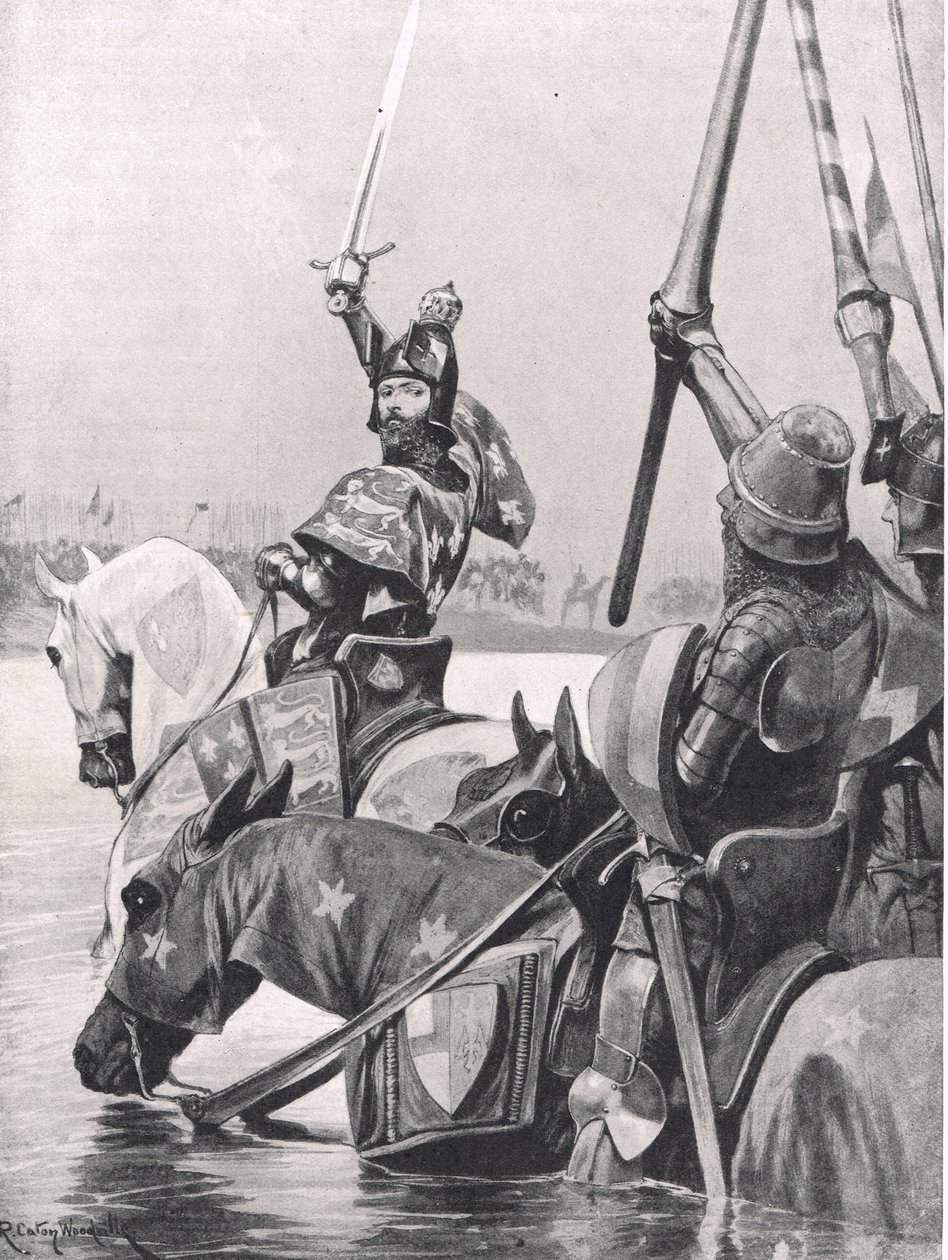 Edward III krydser Somme før slaget ved Crecy, illustration fra 