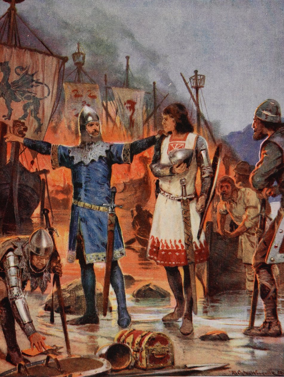 FitzStephen brænder sine både, 1169, illustration fra 