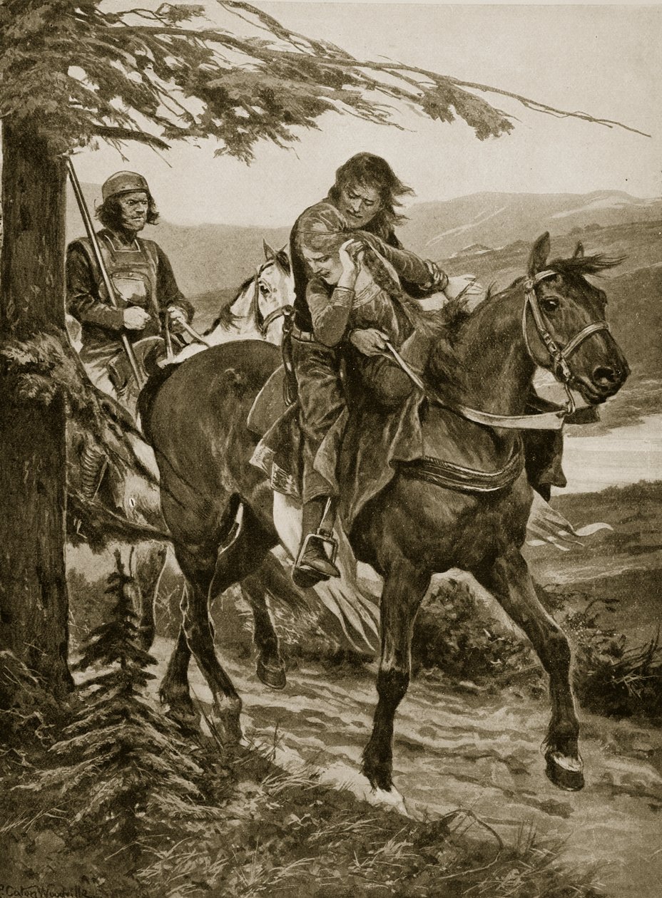 Kong Dermot bærer Devorgil, illustration fra 