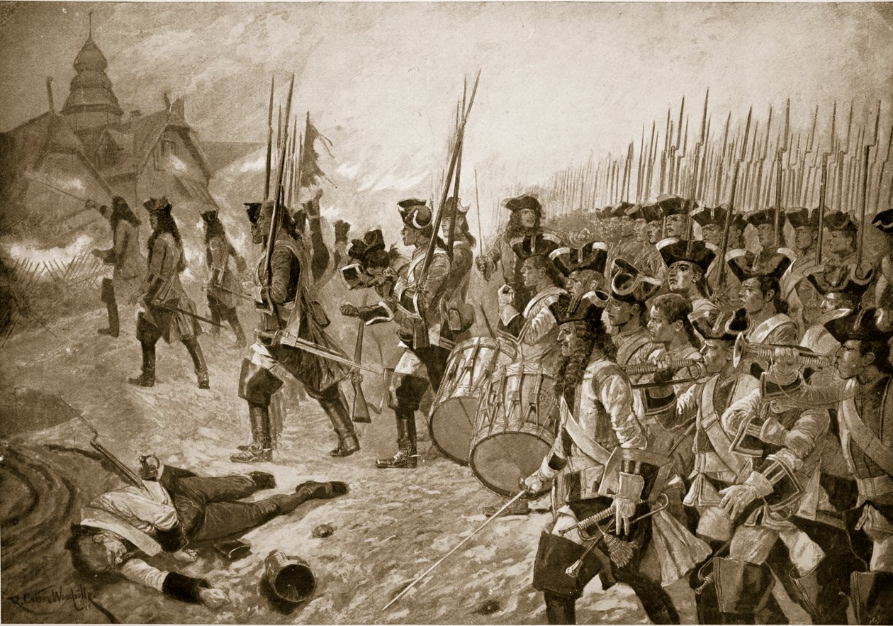 Slaget ved Blenheim: Stormning af landsbyen, illustration fra 