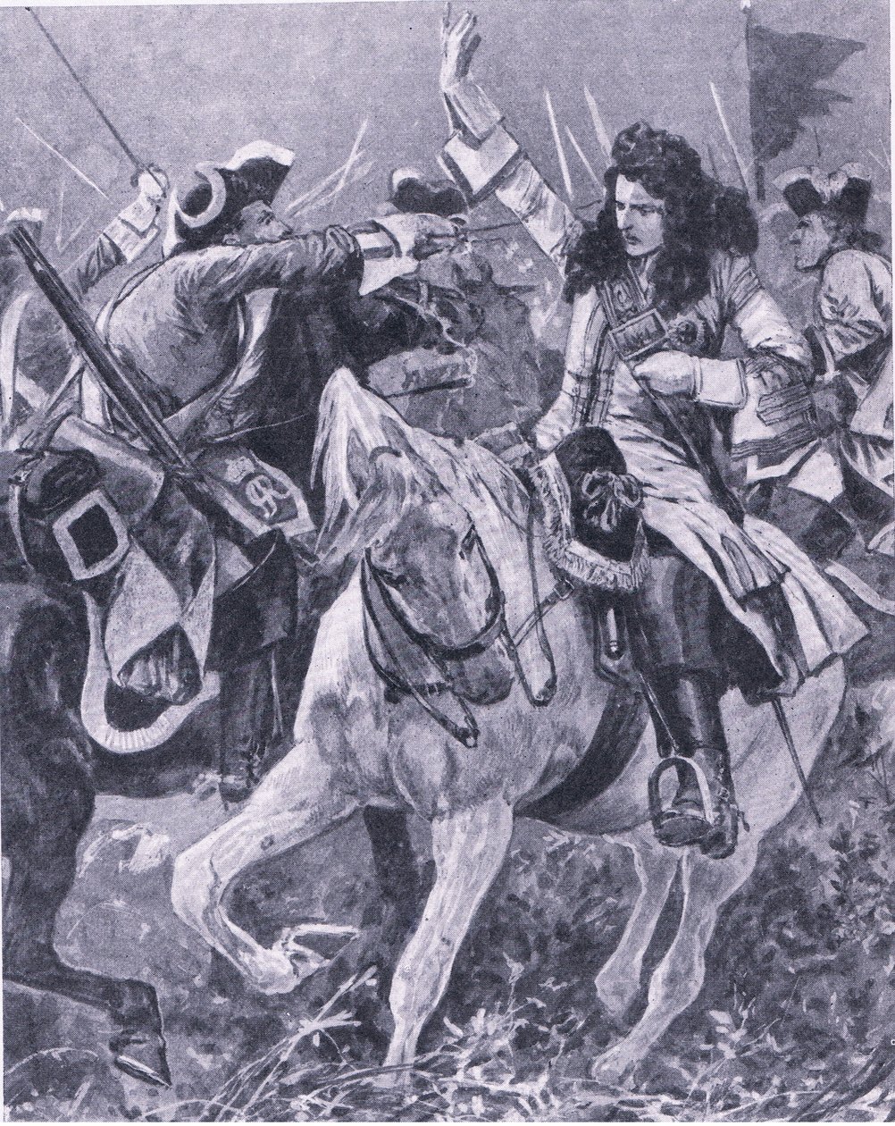 Slaget ved Malplaquet, 11. september 1709, illustration fra britiske slag på land og hav, 1915 af Richard Caton Woodville junior