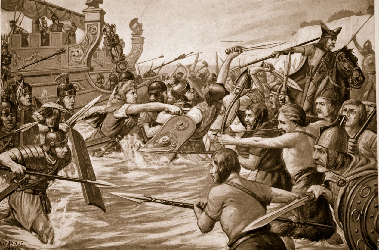 The Landing of Julius Cæsar, illustration fra 