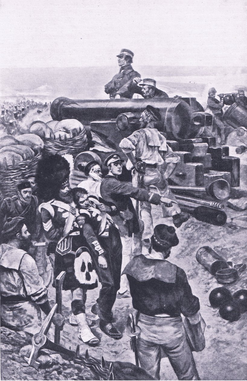 Angrebet på Sevastopol, 1855, illustration fra britiske slag på land og hav, 1915 af Richard Caton Woodville junior