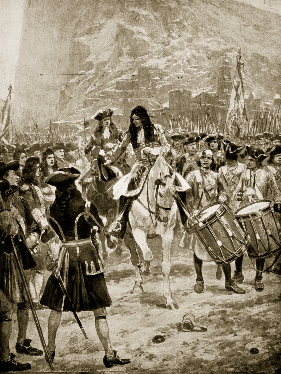 Overgivelsen af Gibraltar til englænderne, 24. juli 1704, illustration fra 