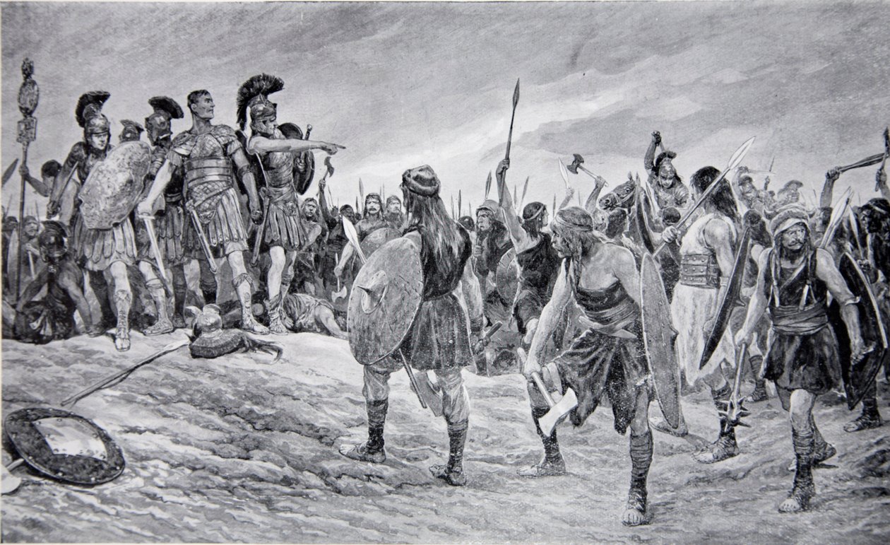 Vespasian reddet af sin søn Titus, illustration fra 