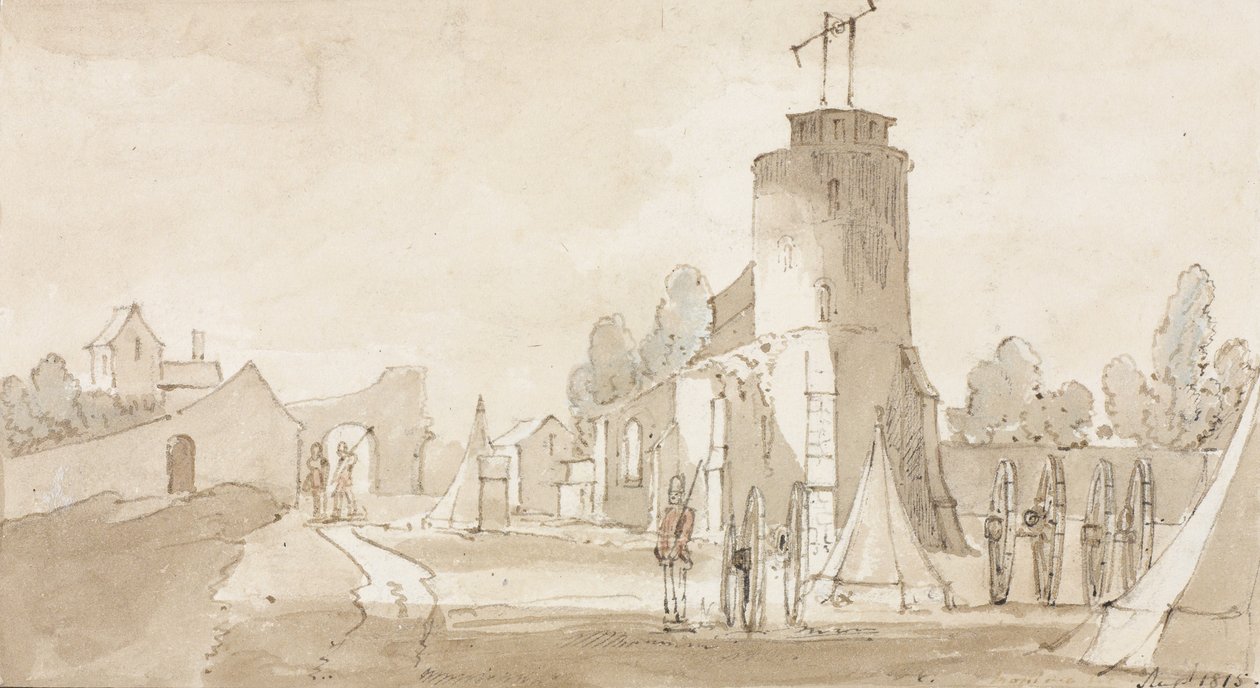 Mont St Jean, landsbyen hvor slaget ved Waterloo fandt sted, syd for Bruxelles, 1815 af Richard Colt Hoare