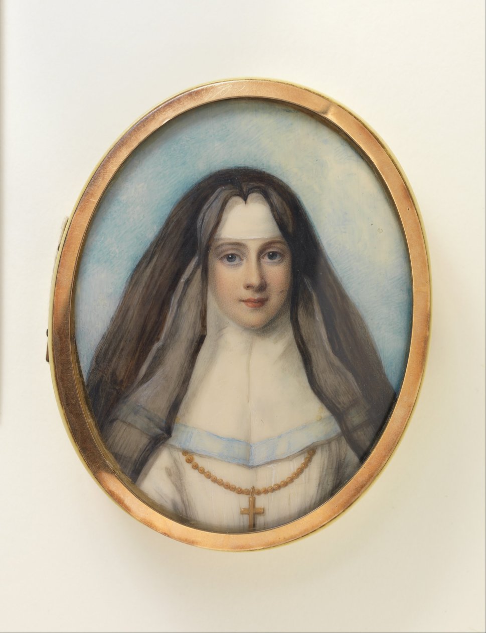 Æske med portræt miniature af en nonne af Richard Cosway