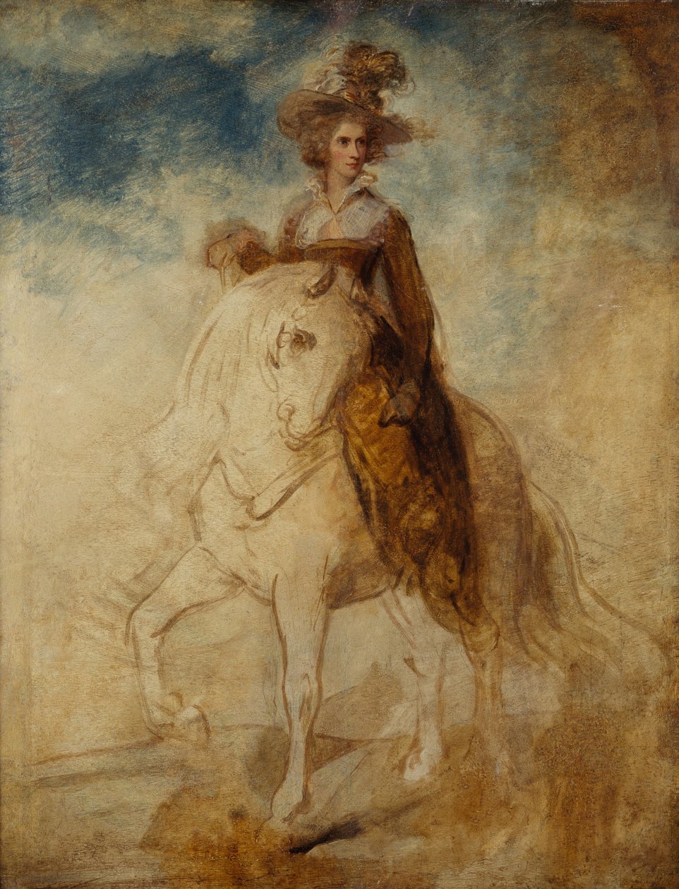 Ridesportræt af en dame, der siges at være Lady Elizabeth Foster (olie på panel) af Richard Cosway