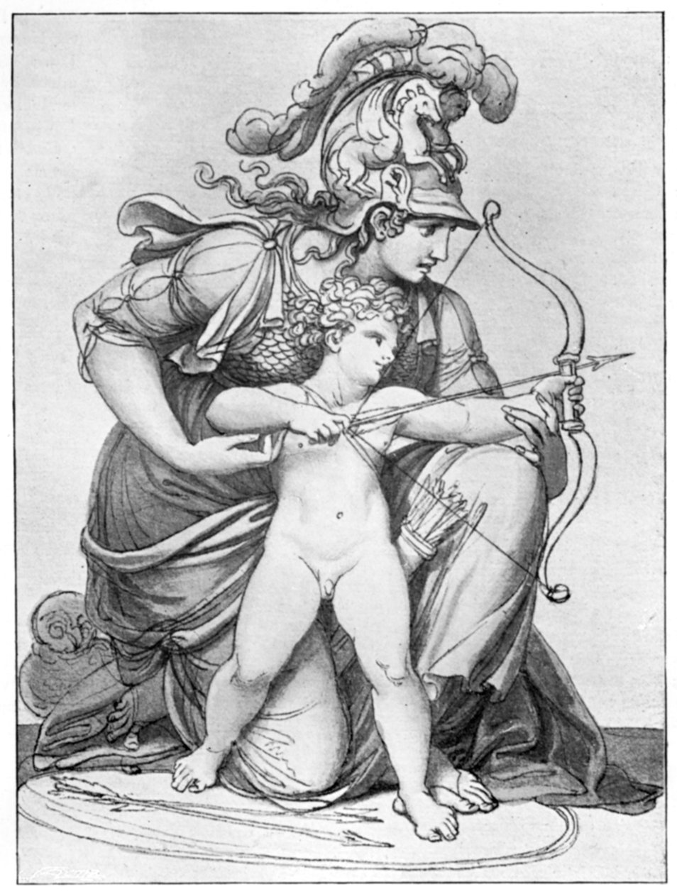 Minerva Directing the Arrow of Cupid, slutningen af det 18.-begyndelsen af det 19. århundrede 1912. af Richard Cosway