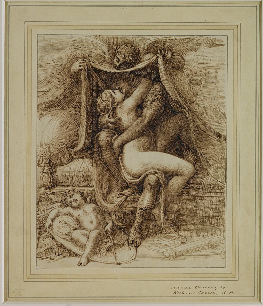 Venus og Mars, ca. 1790 (pen og brunt blæk på papir) af Richard Cosway