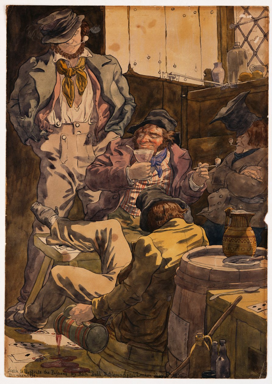 Skitse til illustration af lidenskaberne - Drunkenness, 1854 af Richard Dadd