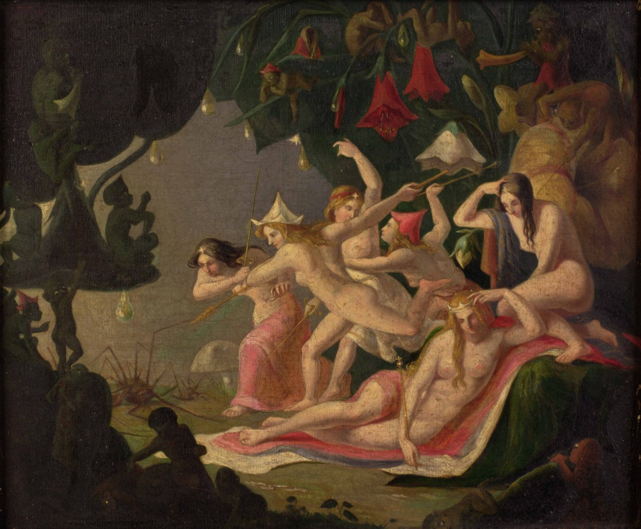 Edderkoppens angreb (olie på lærred) af Richard Dadd