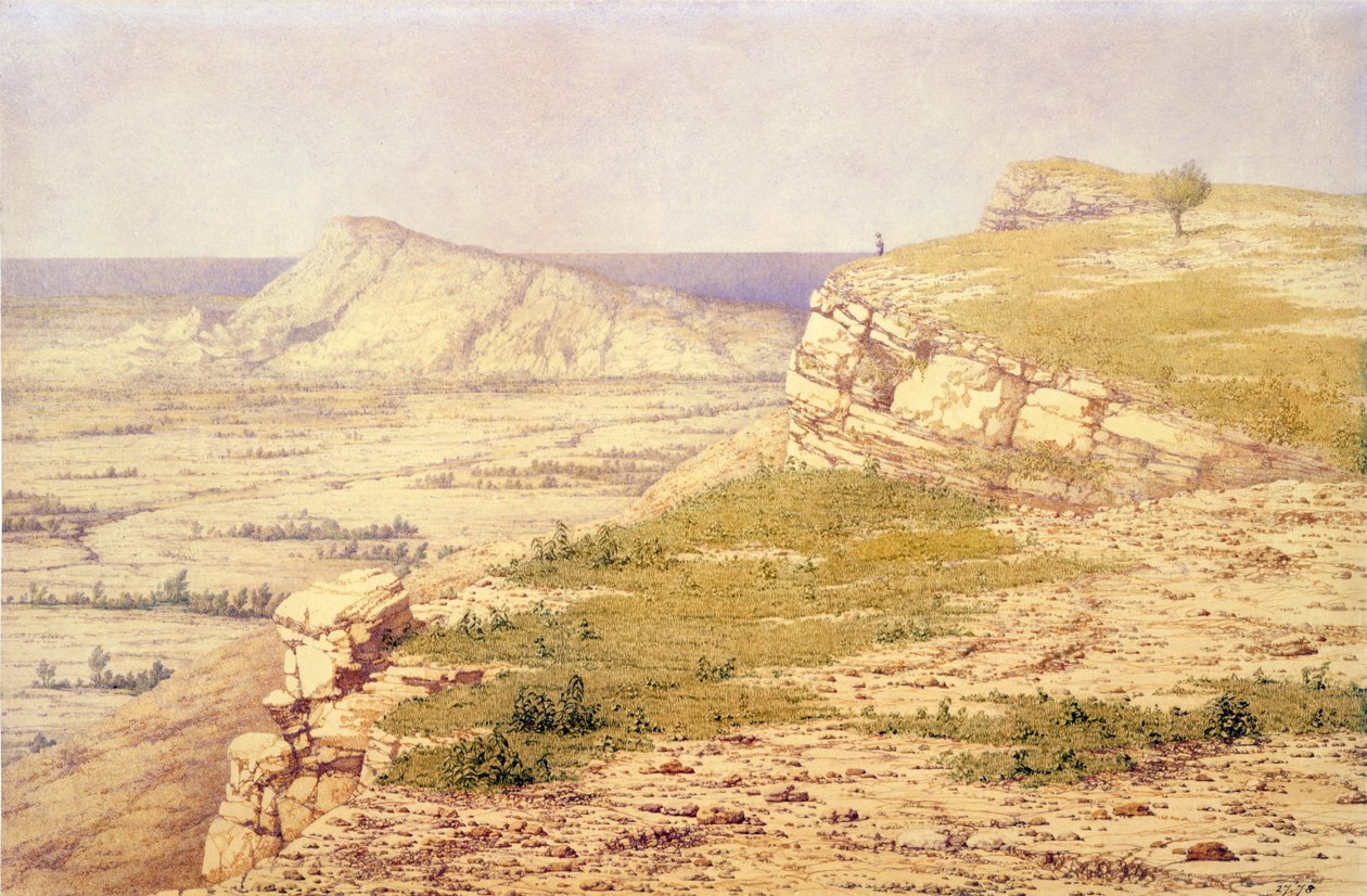 Udsigt over øen Rhodos (akvarel på papir) af Richard Dadd