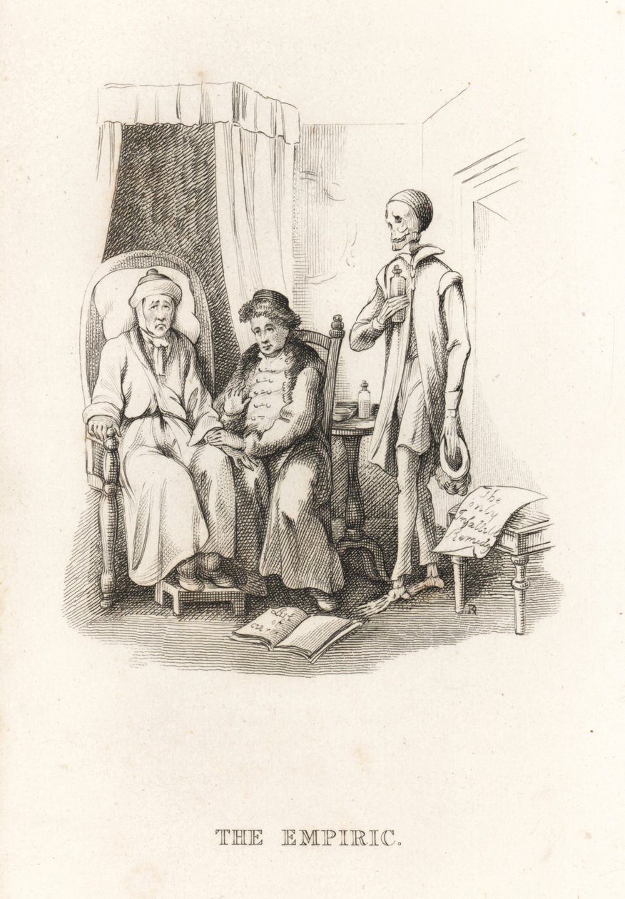 Dødens skelet og kvaksalveren. ,1827 (gravering) af Richard Dagley