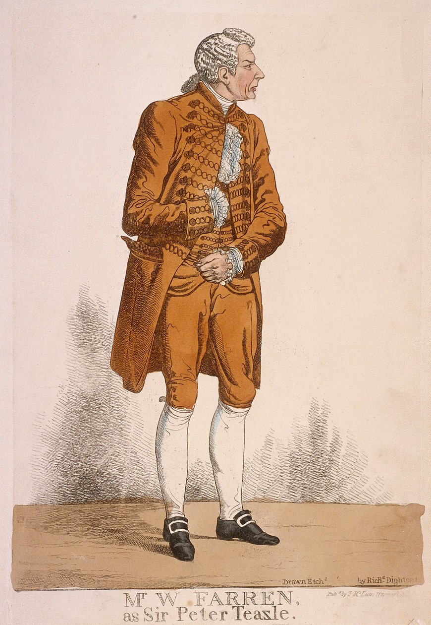 Skuespilleren William Farren som Sir Peter Teazle, 1824 af Richard Dighton