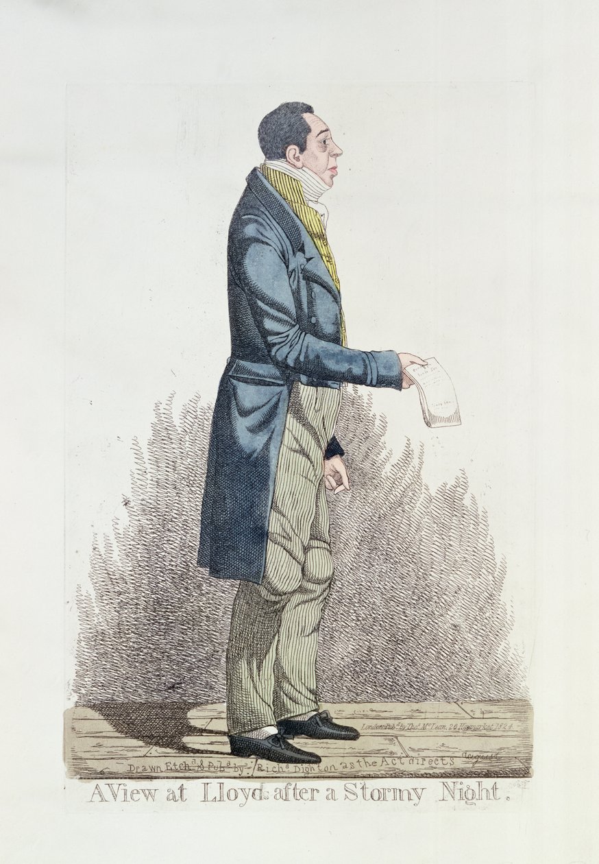 View at Lloyds after a Stormy Night, 1824 (farvet radering) af Richard Dighton