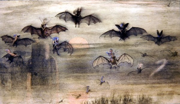 En natflyvning af flagermus og elvere af Richard Doyle