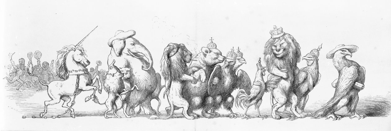 Dyresymboler for lande, der besøger den store udstilling, 1851 af Richard Doyle