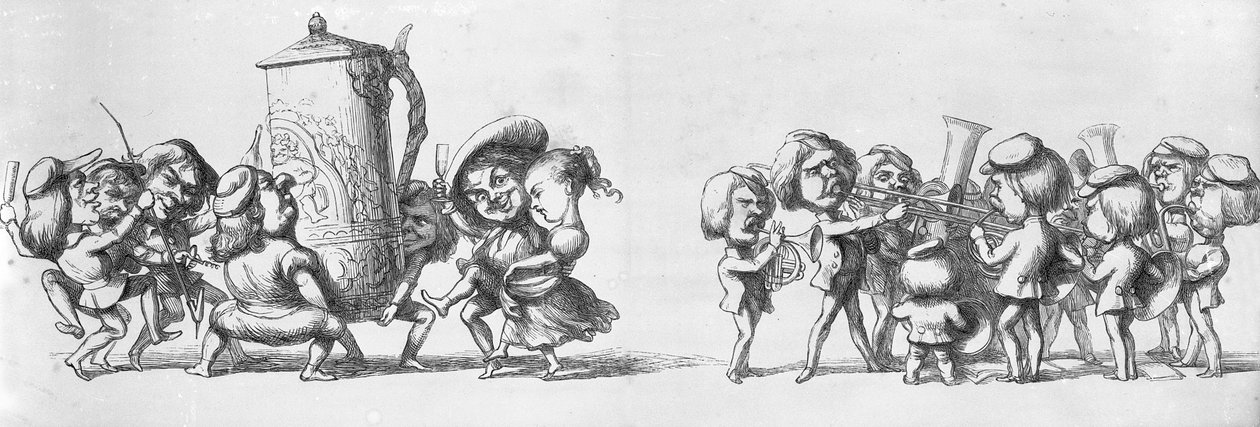 Bands, der spiller for besøgende til den store udstilling, 1851 af Richard Doyle