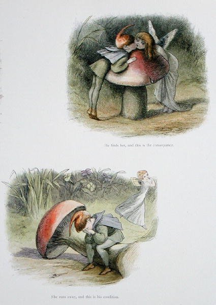 Han finder hende, og dette er konsekvensen, og hun løber væk, og dette er hans tilstand, illustrationer fra 