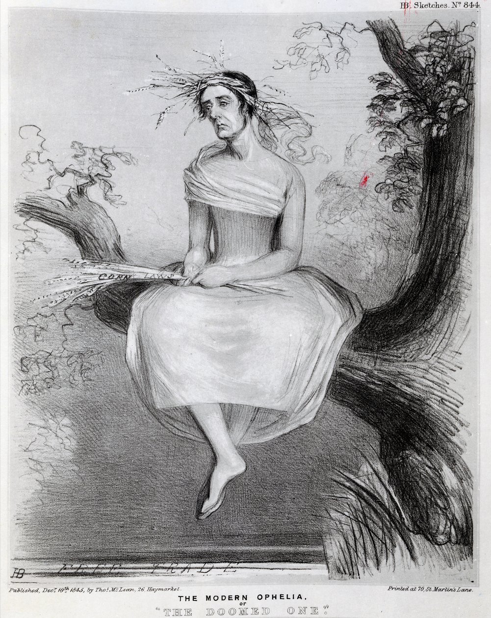 Den moderne Ophelia, eller Den dømte, 1845 af Richard Doyle
