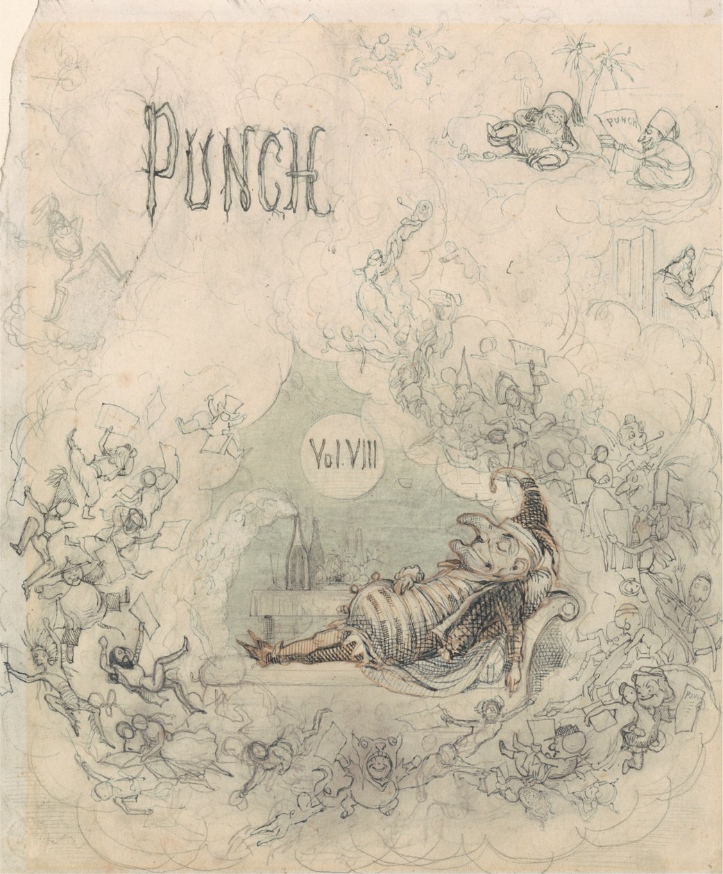 Titelblad til Punch, vol. VIII af Richard Doyle