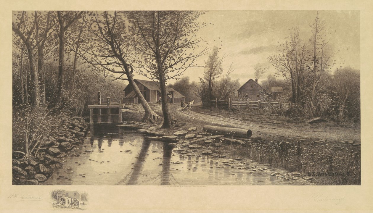 Uden titel (Pastorale scene med savværk) af Richard Dudensing
