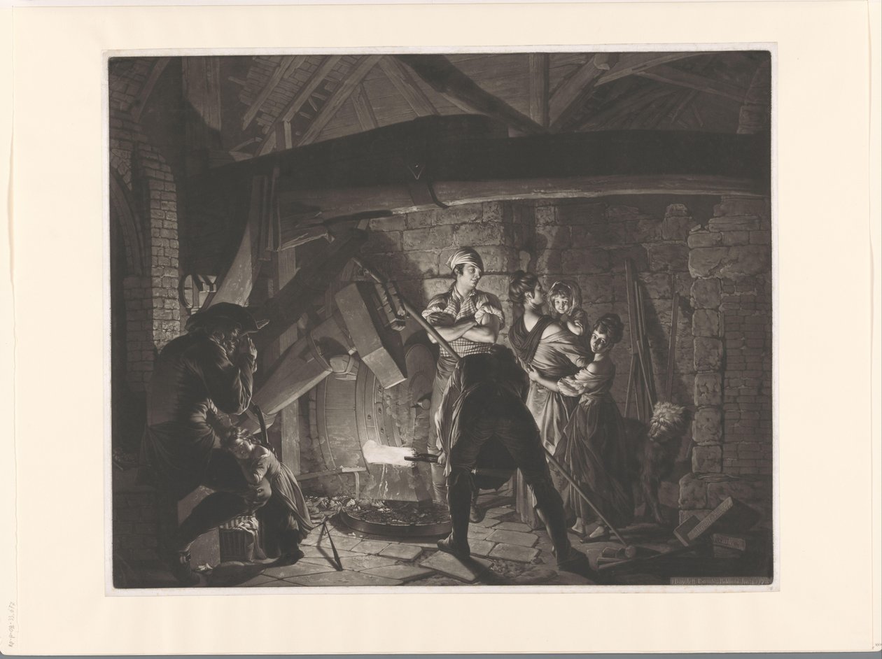 Familie i en smedebutik En jernsmedje af Richard Earlom