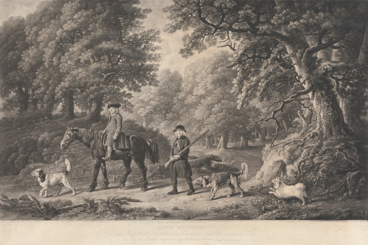 Game Keepers. Til højre ærede. Lord Viscount Torrington af Richard Earlom