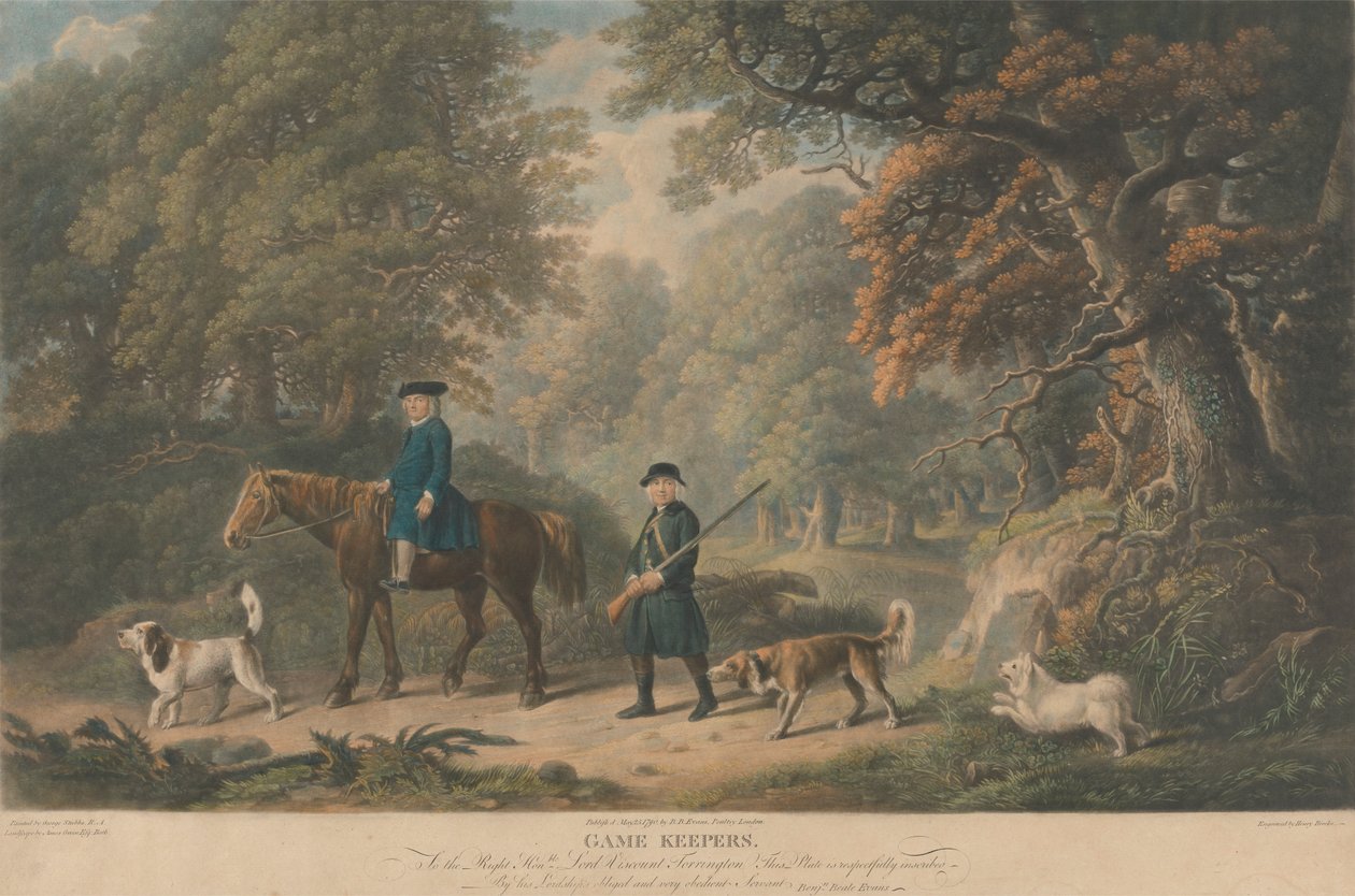 Game Keepers. Til højre ærede. Lord Viscount Torrington af Richard Earlom